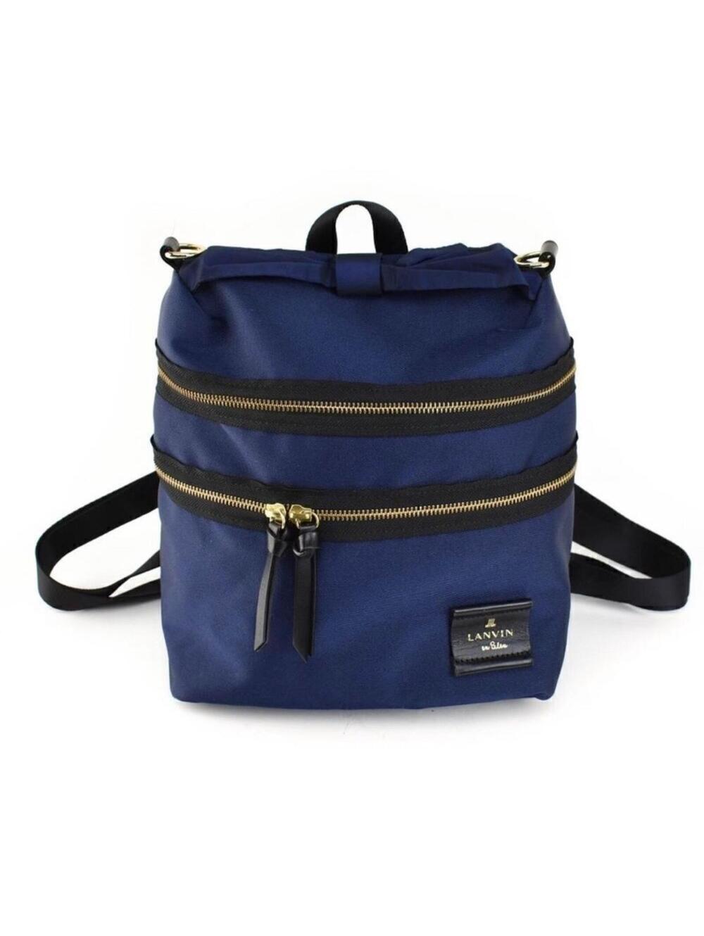 LANVIN en Bleu Navy/Black Logo Convertible Bag